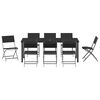 vidaXL Garden Dining Set Folding 9 pcs Black Powder-Coated Steel