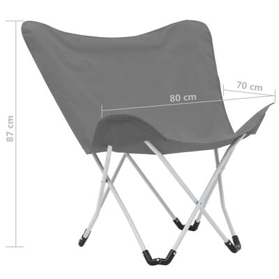 vidaXL Butterfly Camping Chairs 2 pcs Foldable Grey
