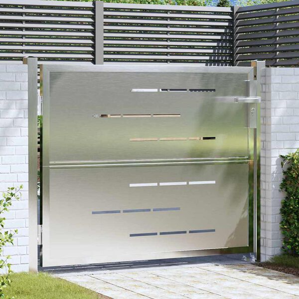 vidaXL Garden Gate with Lock Silver 100 x 75 cm Stainless Steel