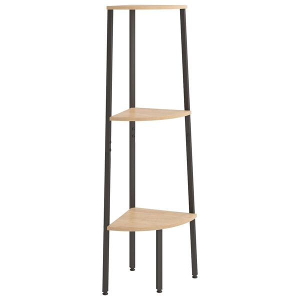 vidaXL 3-Tier Corner Shelf Light Brown and Black 45.5x31.5x120 cm