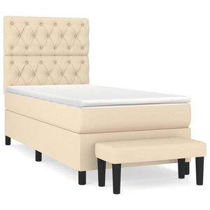 vidaXL Box Spring Bed with Mattress Cream 80x200 cm Fabric