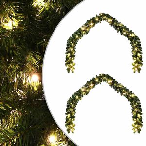 vidaXL Christmas Garland 2 pcs 600 LEDs Green 20 m PVC