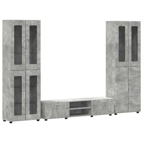 vidaXL TV Cabinet Set with Drawer Concrete Grey Engineered Wood