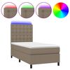 vidaXL Box Spring Bed with Mattress&LED Taupe 90x200 cm Fabric