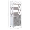 vidaXL Bathroom Cabinet White and Grey 46x24x116 cm Paulownia Wood