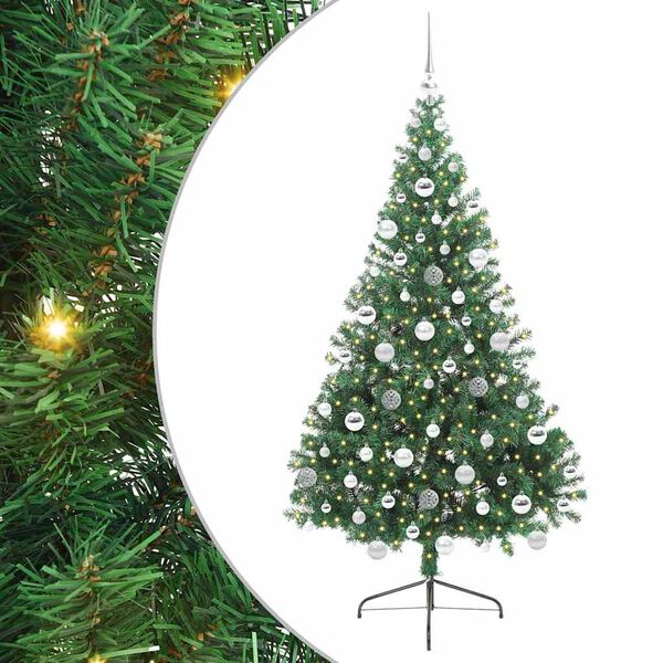 vidaXL Artificial Pre-lit Christmas Tree Green 180 cm PVC