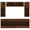 vidaXL 6 Piece TV Wall Cabinet Set with LED Lights Brown Oak