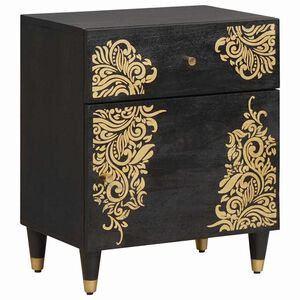 vidaXL Bedside Cabinet with Door with Drawer Black 50 x 33 x 60 cm