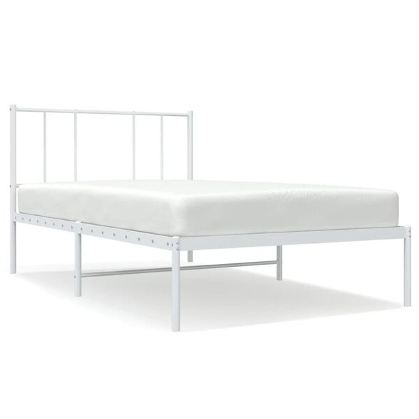 vidaXL Metal Bed Frame without Mattress with Headboard White 90x190cm
