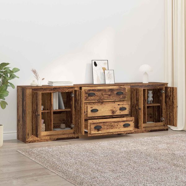 vidaXL Sideboards 3 pcs Old Wood 70 x 35.5 x 67.5 cm Engineered Wood