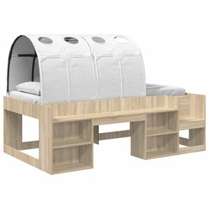 vidaXL Kids'High Bed Frame with Storage 3 pcs Sonoma Oak and white