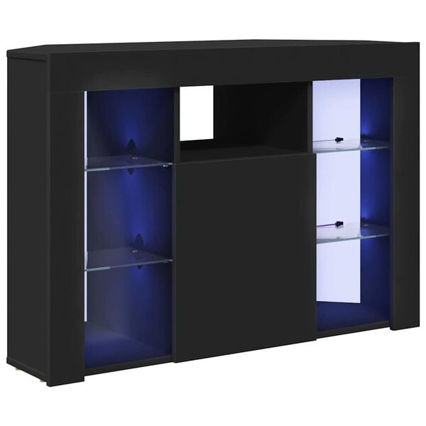 vidaXL Corner LED TV Cabinet Black 100x40x68cm Engineered Wood