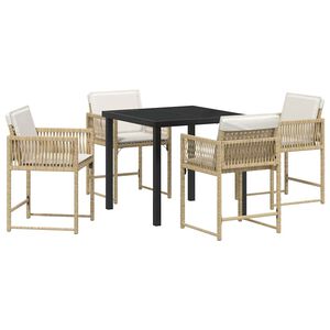 vidaXL Garden Dining Set 5 pcs Beige Poly Rattan