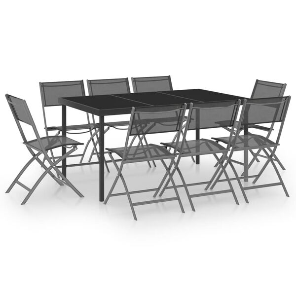 vidaXL 9 Piece Outdoor Dining Set Steel