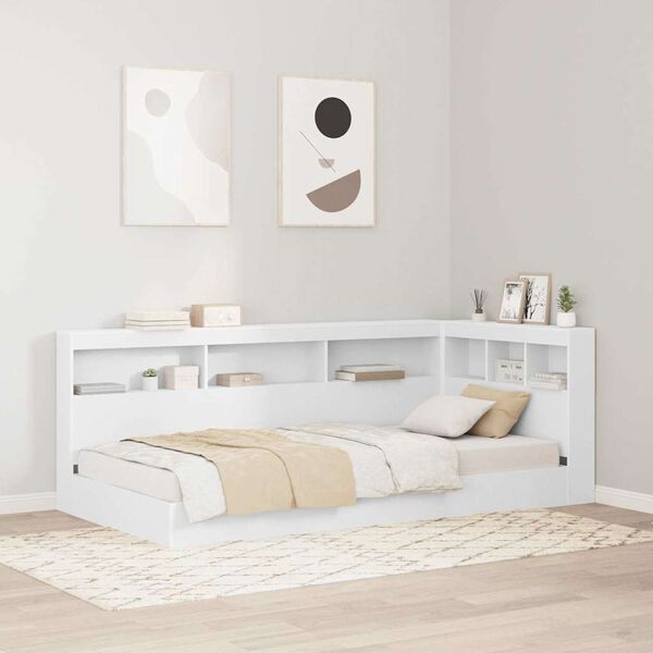 vidaXL Storage Headboard with Shelf White 90 cm Engineered Wood