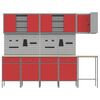 vidaXL Work Cabinet Set with Drawer with Shelf 12 pcs Red and Grey
