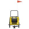 vidaXL Pet Bike Trailer Yellow and Grey Oxford Fabric and Iron