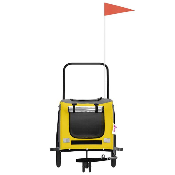 vidaXL Pet Bike Trailer Yellow and Grey Oxford Fabric and Iron