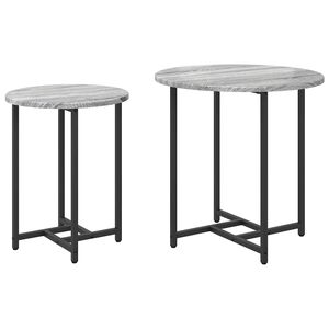 vidaXL Side Table Set 2 pcs Grey Sonoma and Black
