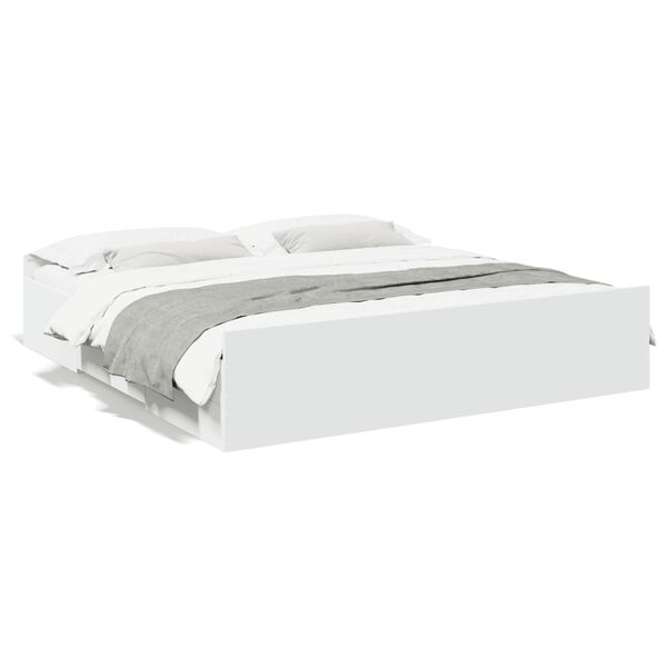 vidaXL Bed Frame with Drawers without Mattress White 180x200 cm Super King