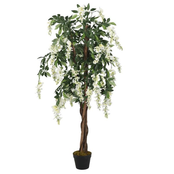 vidaXL Artificial Wisteria Tree 840 Leaves 150 cm Green and White