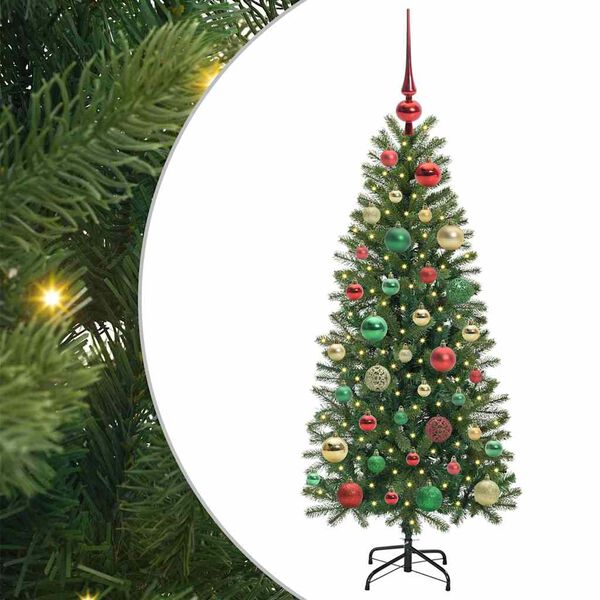 vidaXL Artificial Christmas Tree with 150 LEDs Green 120 cm PE and PVC