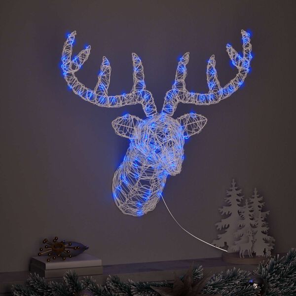 vidaXL Reindeer Head with 140 LEDs Blue 68 x 36.5 x 62.5 cm Acrylic
