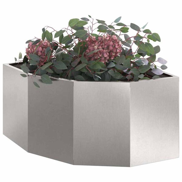 vidaXL Corner Planter Silver 60 x 60 x 35 cm Stainless steel