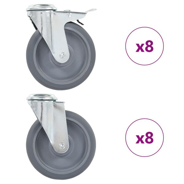 vidaXL 16 pcs Bolt Hole Swivel Casters 125 mm
