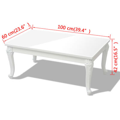 vidaXL Coffee Table 100x60x42 cm High Gloss White