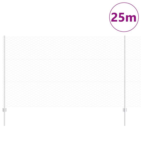 vidaXL Fence with Post Silver 1.4 x 25 m Steel