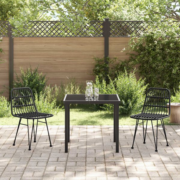 vidaXL Garden Dining Set 3 pcs Black Powder-Coated Steel