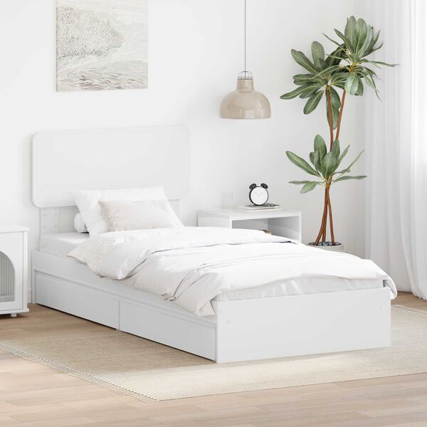 vidaXL Storage Bed with Headboard White 75 x 190 cm Engineered Wood