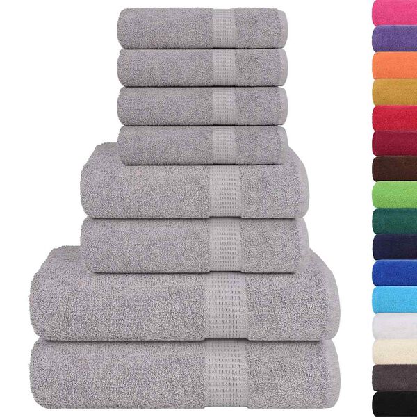 vidaXL 8 Piece Towel Set "FROGN" Grey 360 gsm