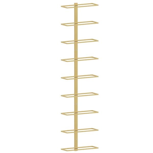 vidaXL Wall-mounted Wine Rack for 9 Bottles Gold Iron