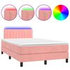 vidaXL Box Spring Bed with Mattress&LED Pink 120x200cm Velvet