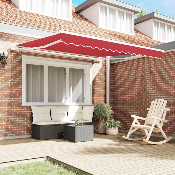vidaXL Retractable Awning Manual Red 350 x 250 cm Fabric