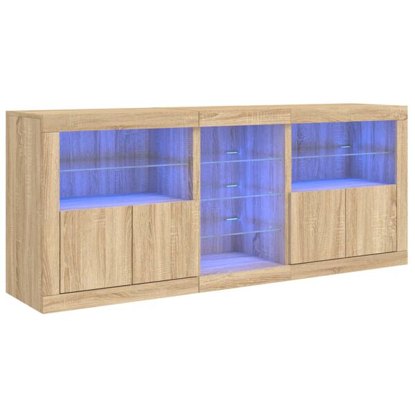 vidaXL Sideboard with LED Lights Sonoma Oak 181.5x37x67 cm