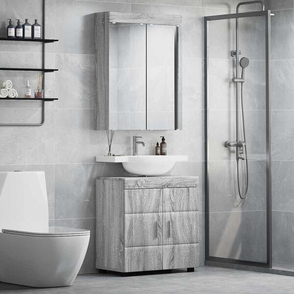 vidaXL Bathroom Furniture Set TULUM Grey Sonoma Engineered Wood