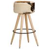 vidaXL Bar Stools 2 pcs Brown Rough Mango Wood and Real Leather