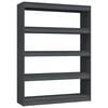 vidaXL Book Cabinet/Room Divider Grey 100x30x135.5 cm Solid Pinewood