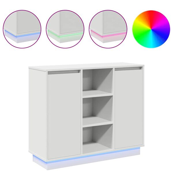vidaXL LED Sideboard with Shelf White 90 x 32 x 75 cm Engineered Wood