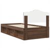 vidaXL Bed Frame with Headboard Brown Oak 90 x 200 cm Solid Pine Wood