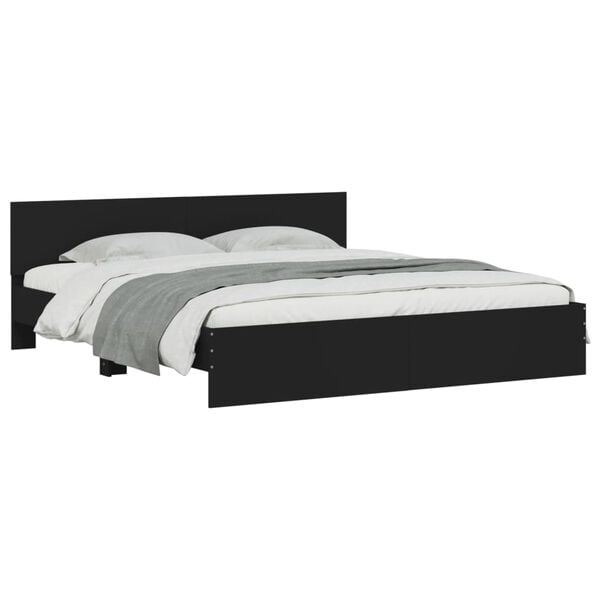 vidaXL Bed Frame with LED without Mattress Black 180x200 cm Super King