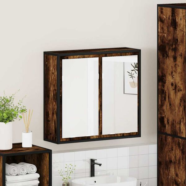 vidaXL Bathroom Mirror Cabinet Smoked Oak 65x20x60 cm Engineered Wood