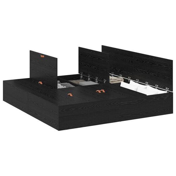vidaXL Storage Bed Frame Black Oak 200 x 200 cm Engineered Wood