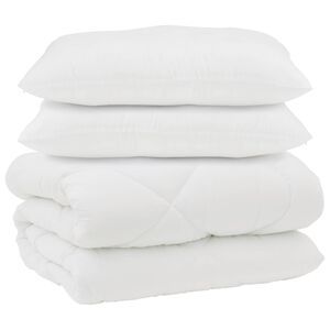 vidaXL Duvet with Pillows 3 pcs White Microfiber and Down Feather