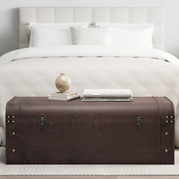 vidaXL Treasure Chest with Latches Dark Brown 110x50x39.5 cm Plywood