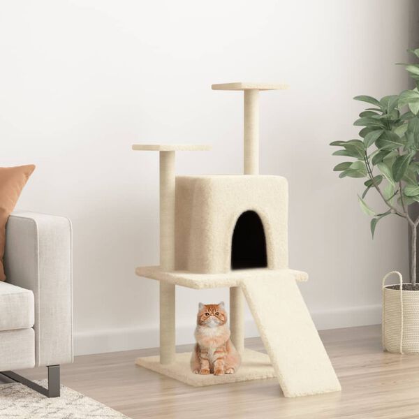 vidaXL Cat Tree with Sisal Scratching Posts Cream 110 cm