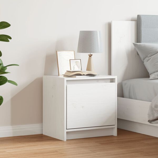 vidaXL Bedside Cabinet White 40x30.5x40 cm Solid Pinewood